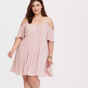 Torrid Cold Shoulder Trapeze Dress - Mauve 2X